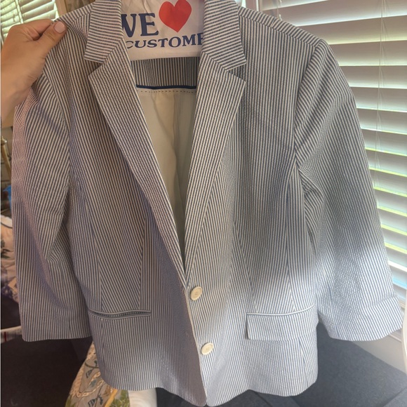 Talbots Blue and White Striped Blazer - Picture 2 of 4